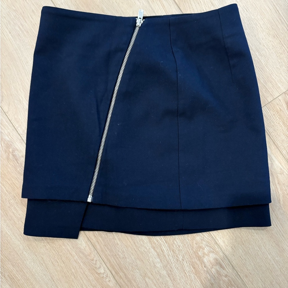 H&M Dark Blue Asymmetrical Skirt with Zipper